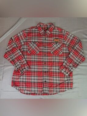 Harley Davidson 120th Anniversary Plaid Shirt 3XL Red Button Up Biker